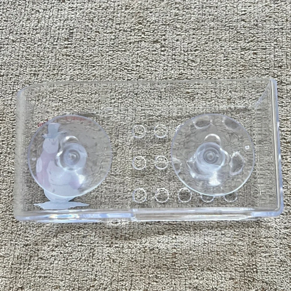 Happy Holidays Snowman Clear Acrylic Suction Cup Sink Caddy Sponge Holder